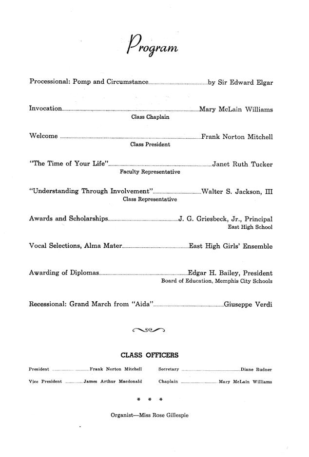 Commencement Program, order of service