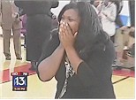 Meah King ('97) reacts to announcment she has won aa Milken Family Foundation's National Educator Award