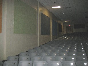 New seats and covered windows in auditorium