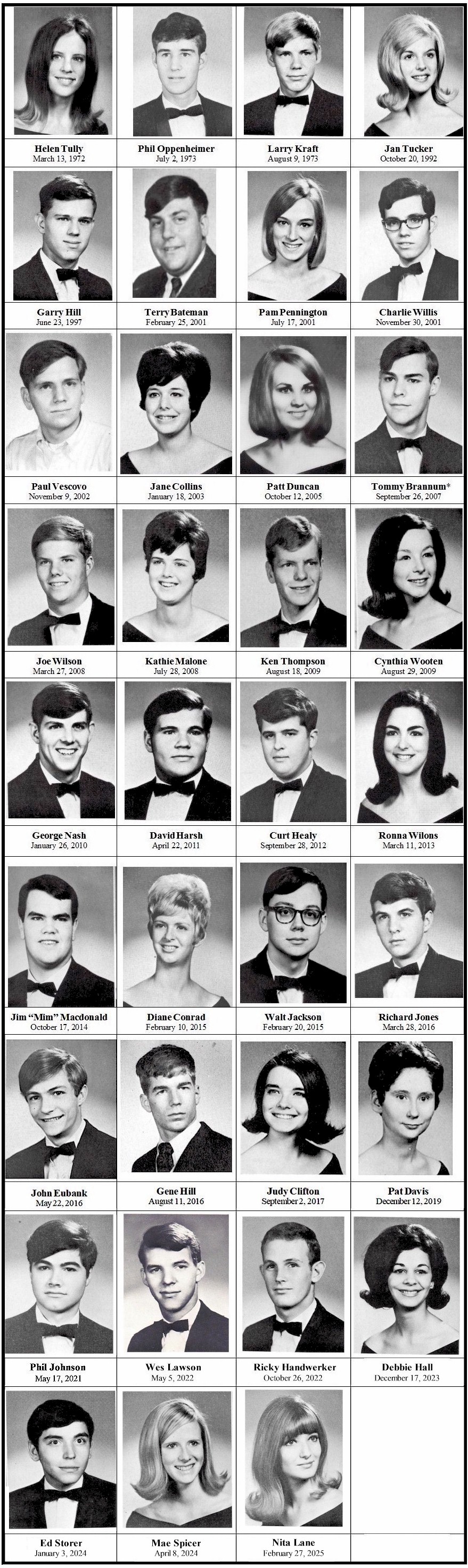 In Memoriam of members of the Class of 1968