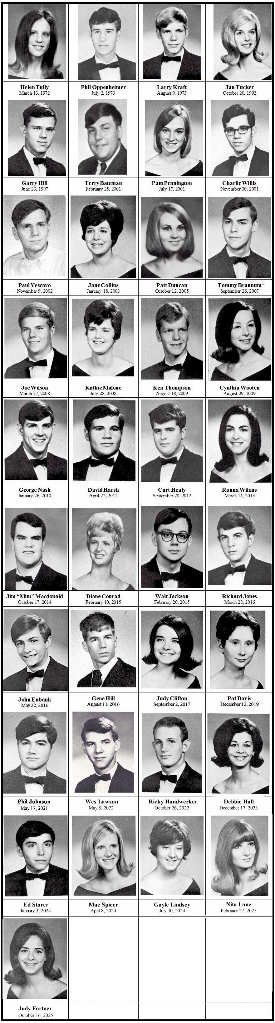 In Memoriam of members of the Class of 1968