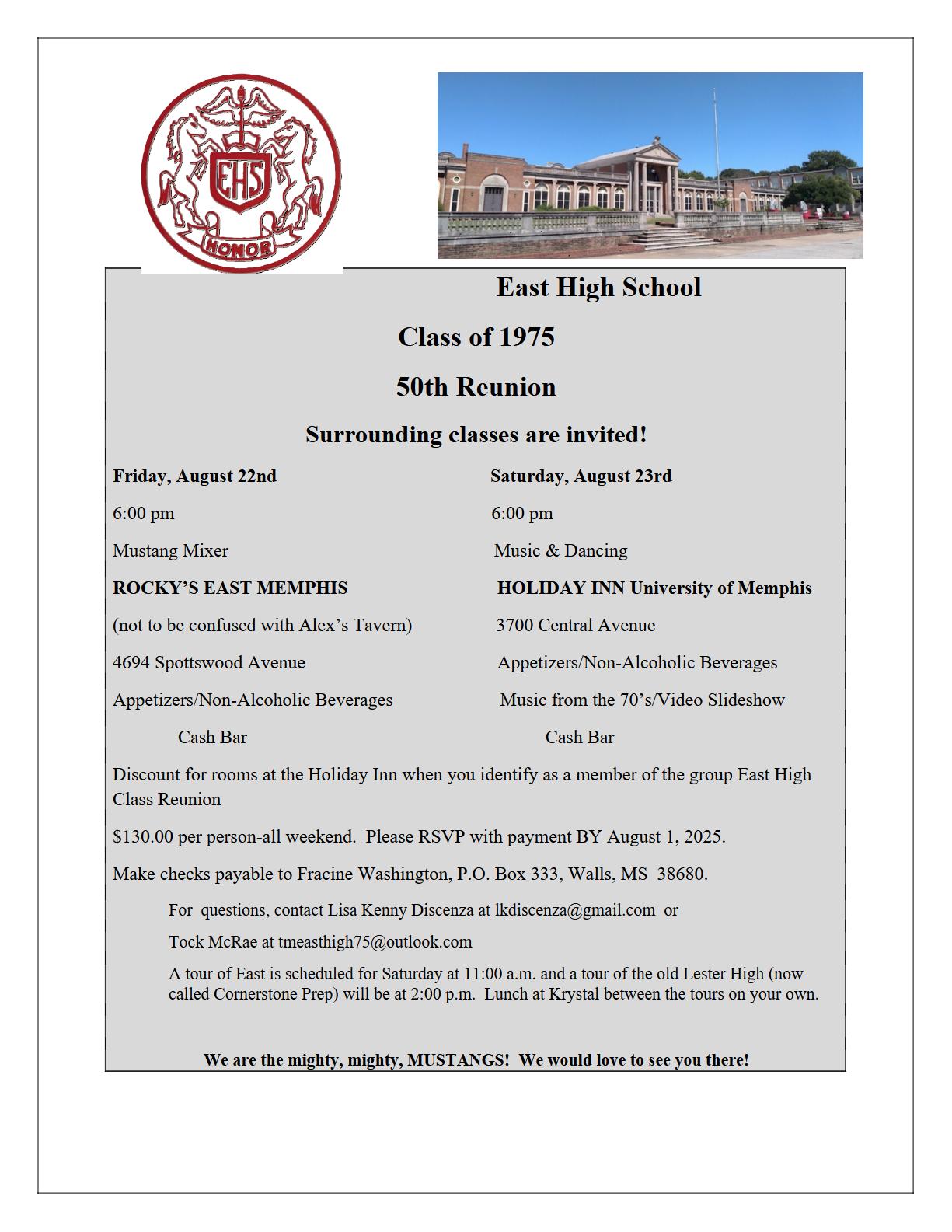 Class of '75 Reunion announcement (revised 4/24/2025)